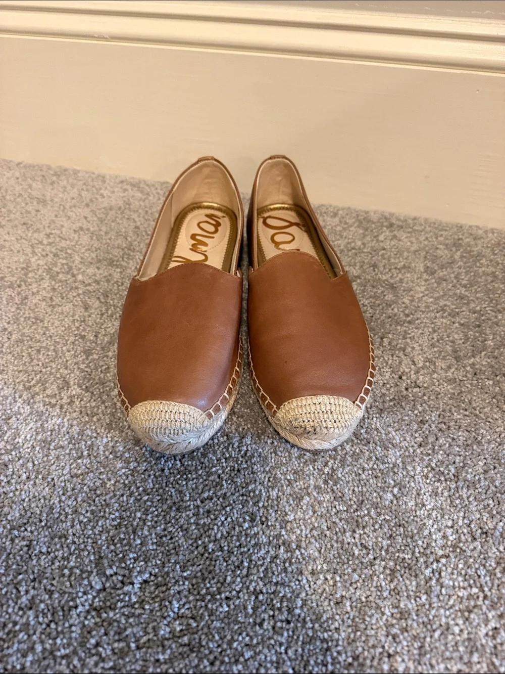 Sam Edelman Tan Leather Espadrille Slip-On Flats